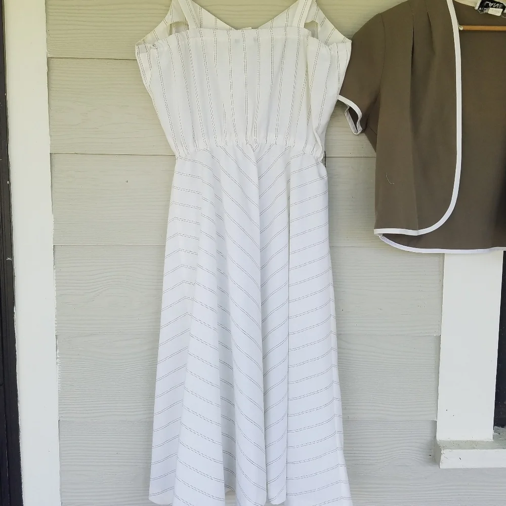 Vintage 80s 90s Tank Strap Dress Jacket Set Vtg Sz 12 Dress Lagenlook Minimalist - Picture 14 of 16